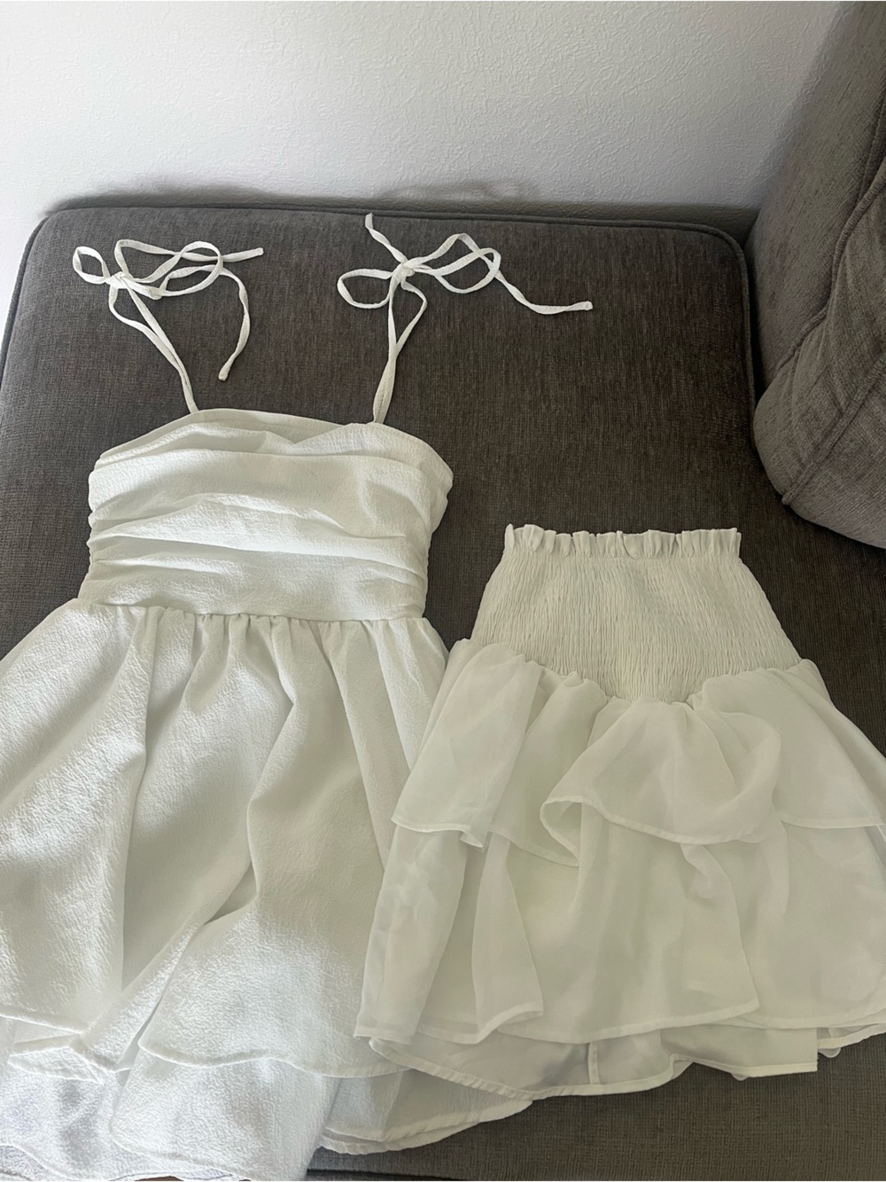 SHEIN White Ruffle dress and ruffled shirt